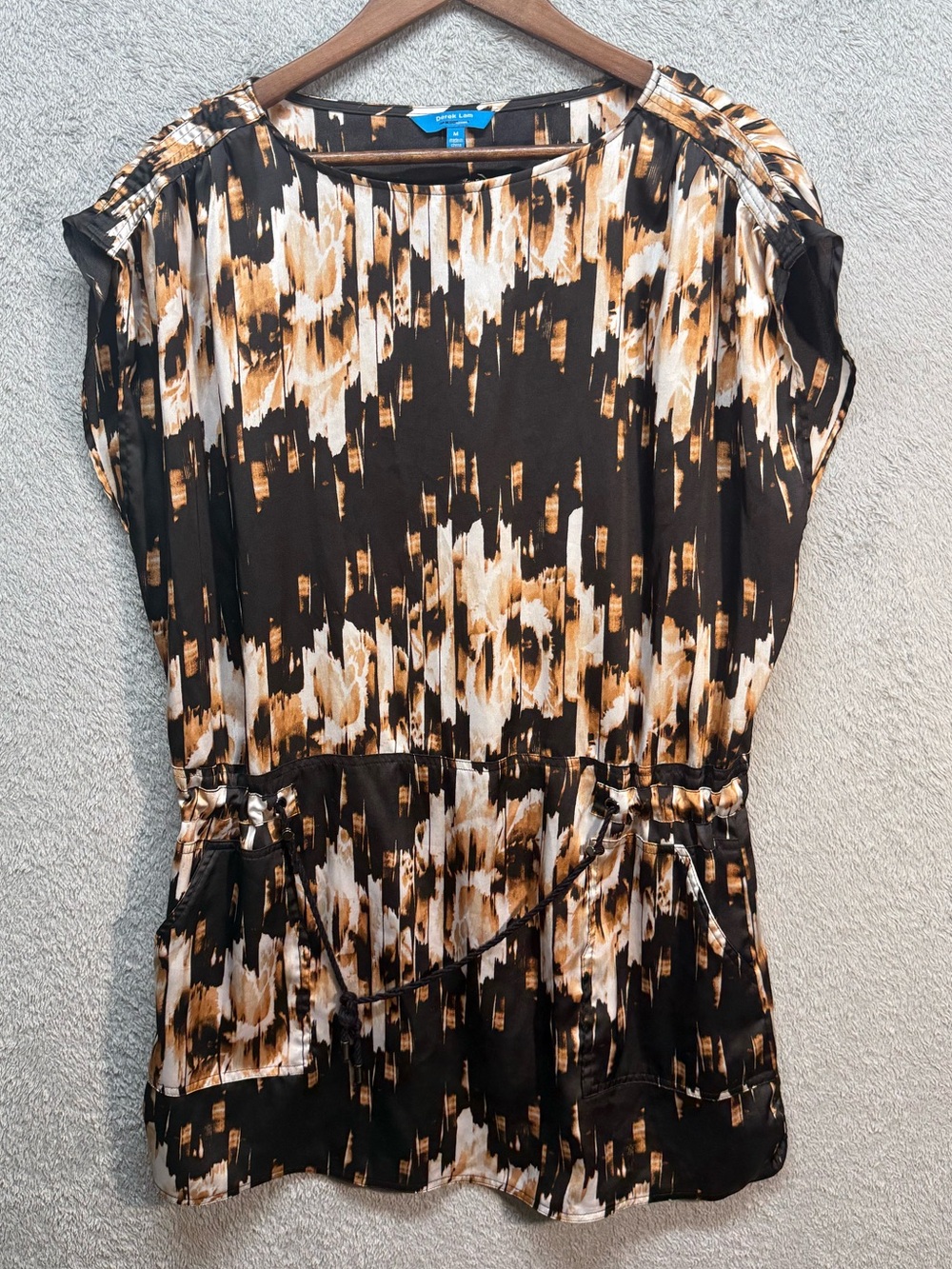 Derek Lam 10 Crosby Abstract Ikat Print Pleated Dress Sleeveless Blouse M